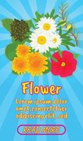 Flower concept banner, comics isometric style vector