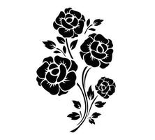 Black Silhouette Flowers With Branch Leaves Illustration Floral Decoration Elegant Summer Blossom Plant Nature Botany Vector