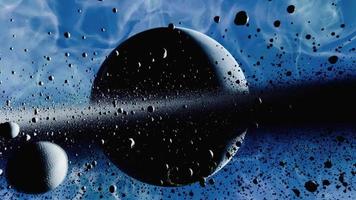 encerclé exo-planète espace vol, en mouvement entre astéroïdes video