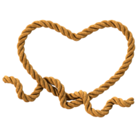 3D render of a heart icon with rope texture png