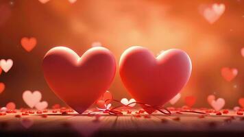 ai généré romantique cœurs et bokeh Valentin ambiance video
