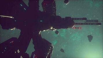 vaisseau spatial dans Profond espace en volant par le univers video