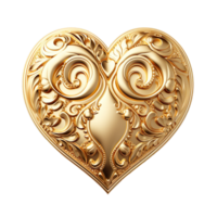 Gold heart isolated on transparent background png